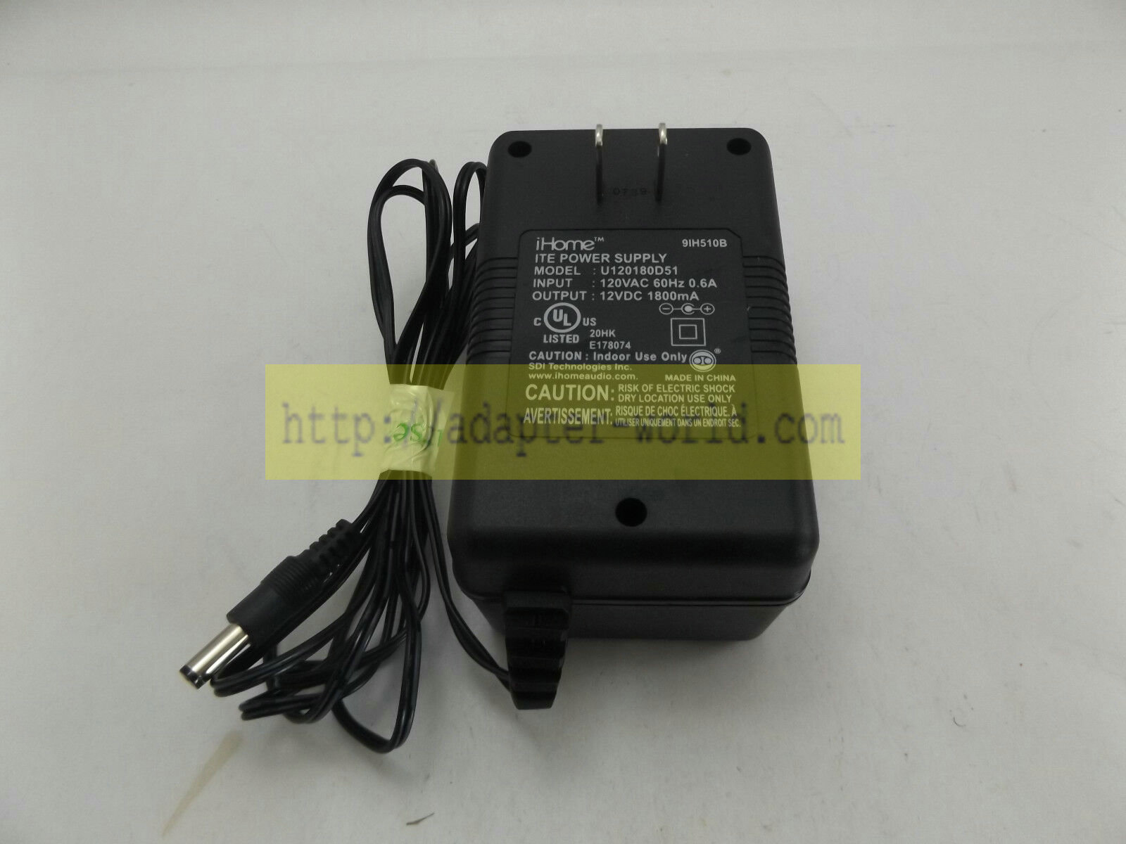 *Brand NEW* iHome ITE 12VDC 1800mA Model U120180D51 9IH510B AC Adapter Power Supply